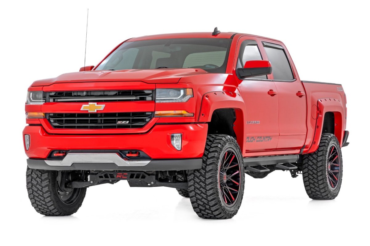 GMC Sierra 1500 Adjustable Step - Side - Rough Country - SRL2 Adj Aluminum - Black - '07-'18